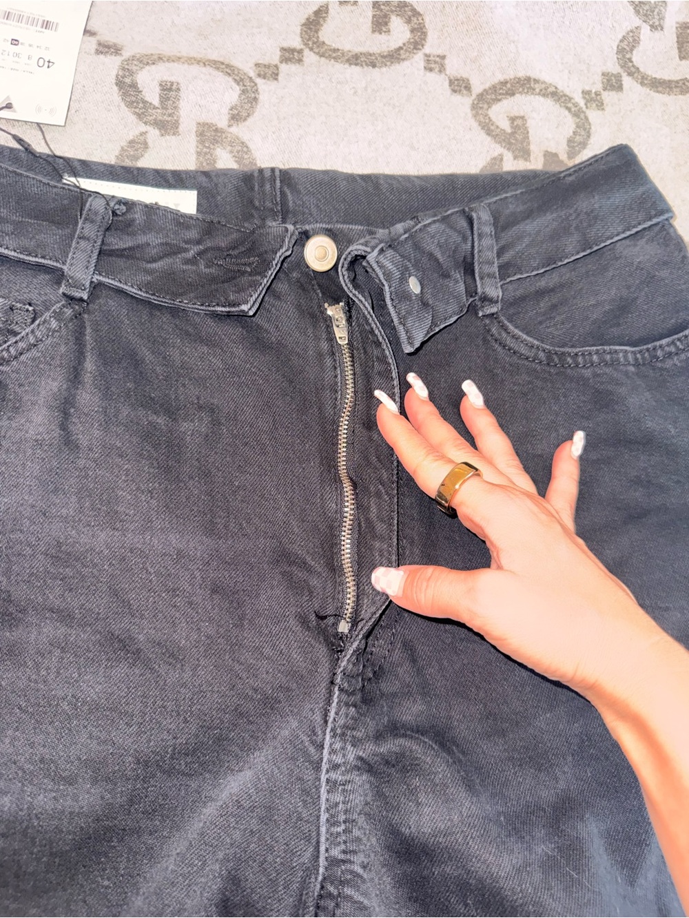 Zara Black Wide Leg Flared Jeans - Picture 7 of 13